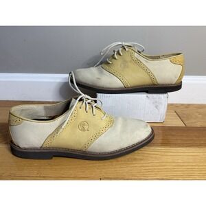 Vintage Duck Head Lace Up Oxfords Saddle Shoes Women's Sz 8B Yellow & Off White